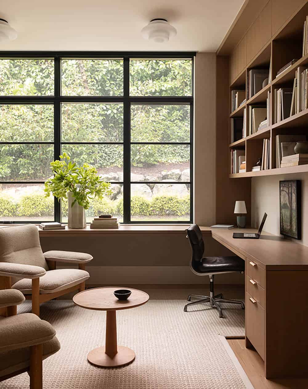 contemporary home office with a large window