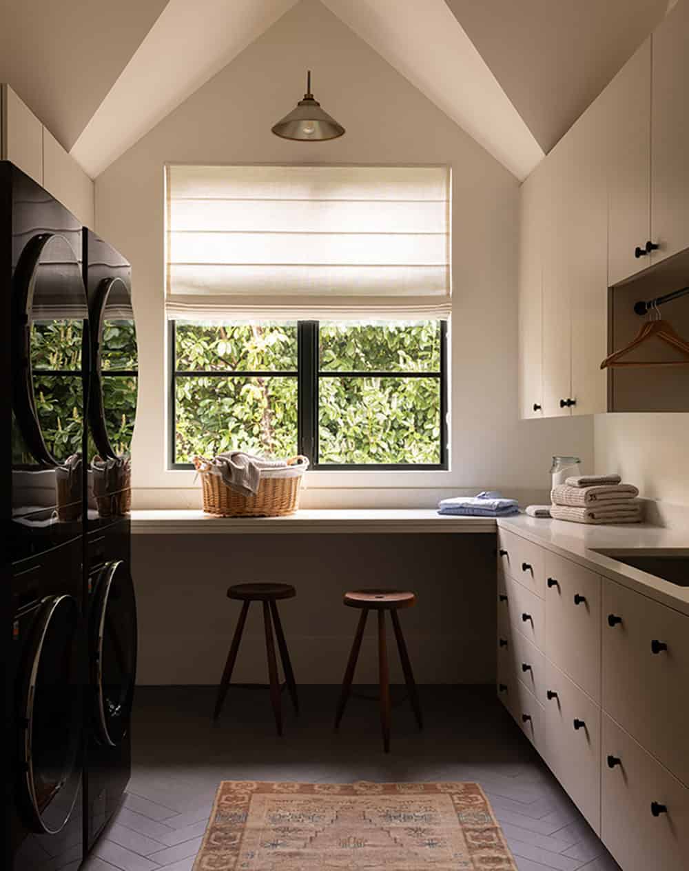 contemporary laundry room with a window
