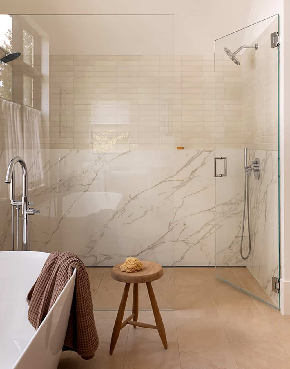 contemporary bathroom with large shower