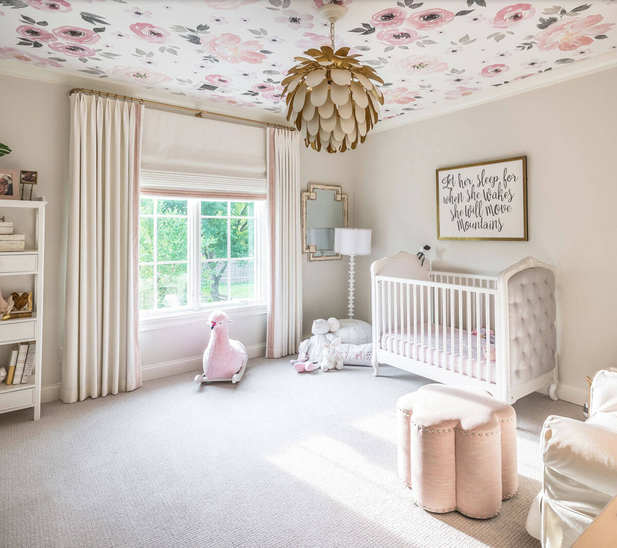 Traditional French Country kids nursery with soft tones and custom built-ins, Nashville Tennessee
