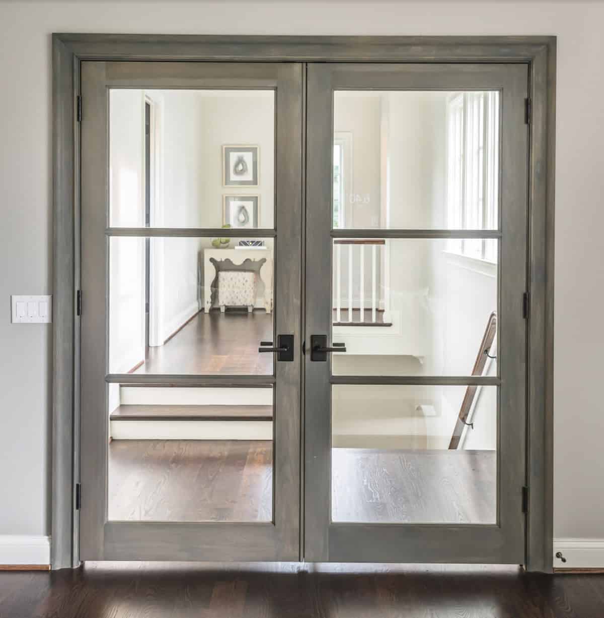Traditional French Country hallway with hardwood floors and wainscoting, Belle Meade Nashville Tennessee