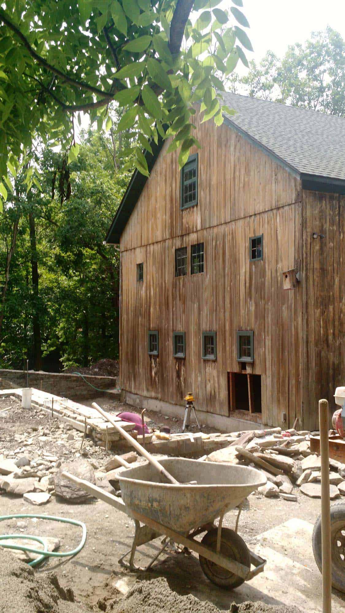 barn exterior during renovation construction