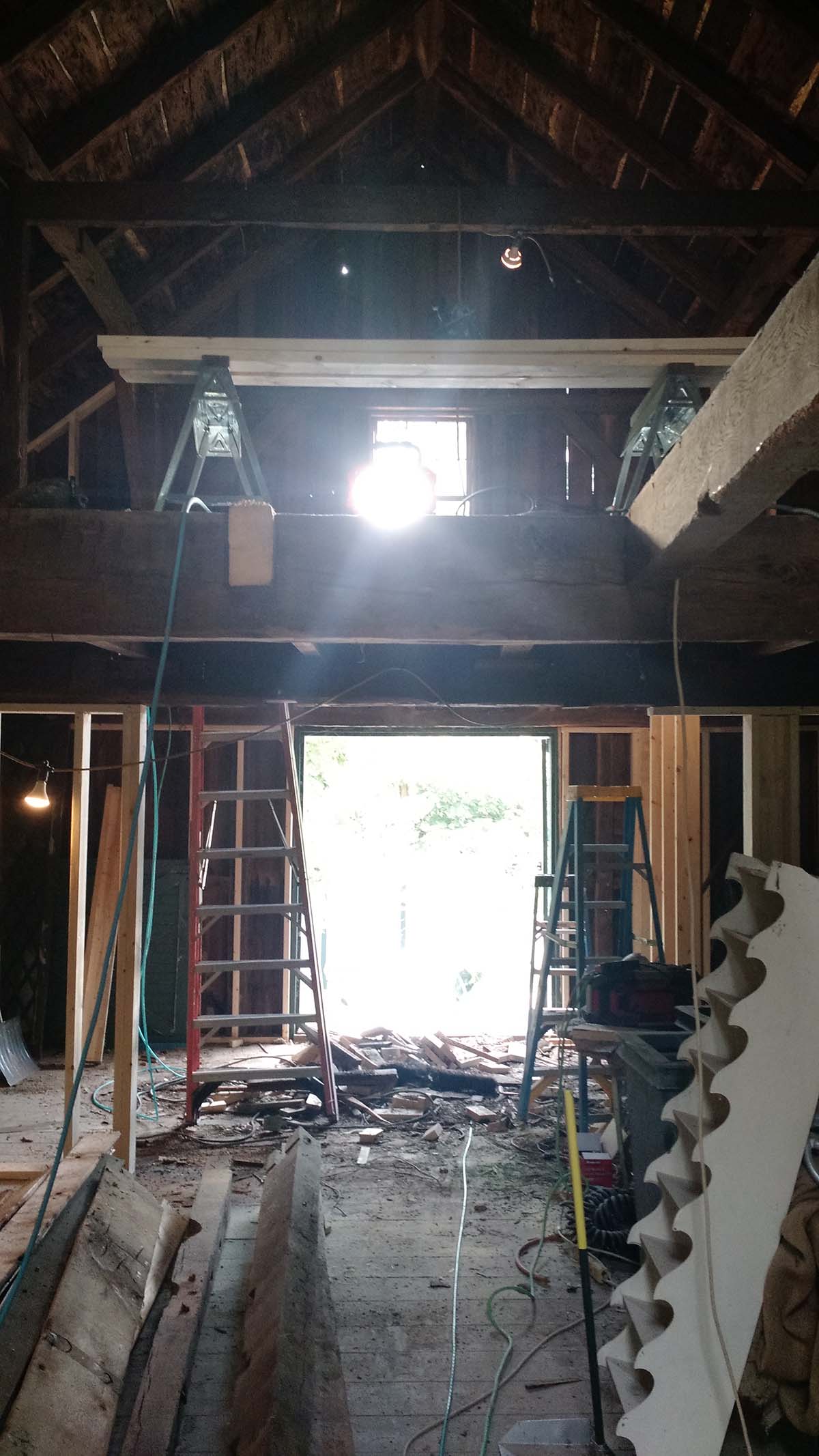 barn interior during renovation construction