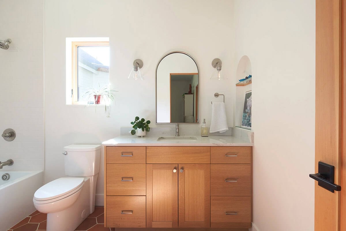 Secondary bathroom at the NorthShore Residence featuring quality finishes and a clean, modern farmhouse aesthetic