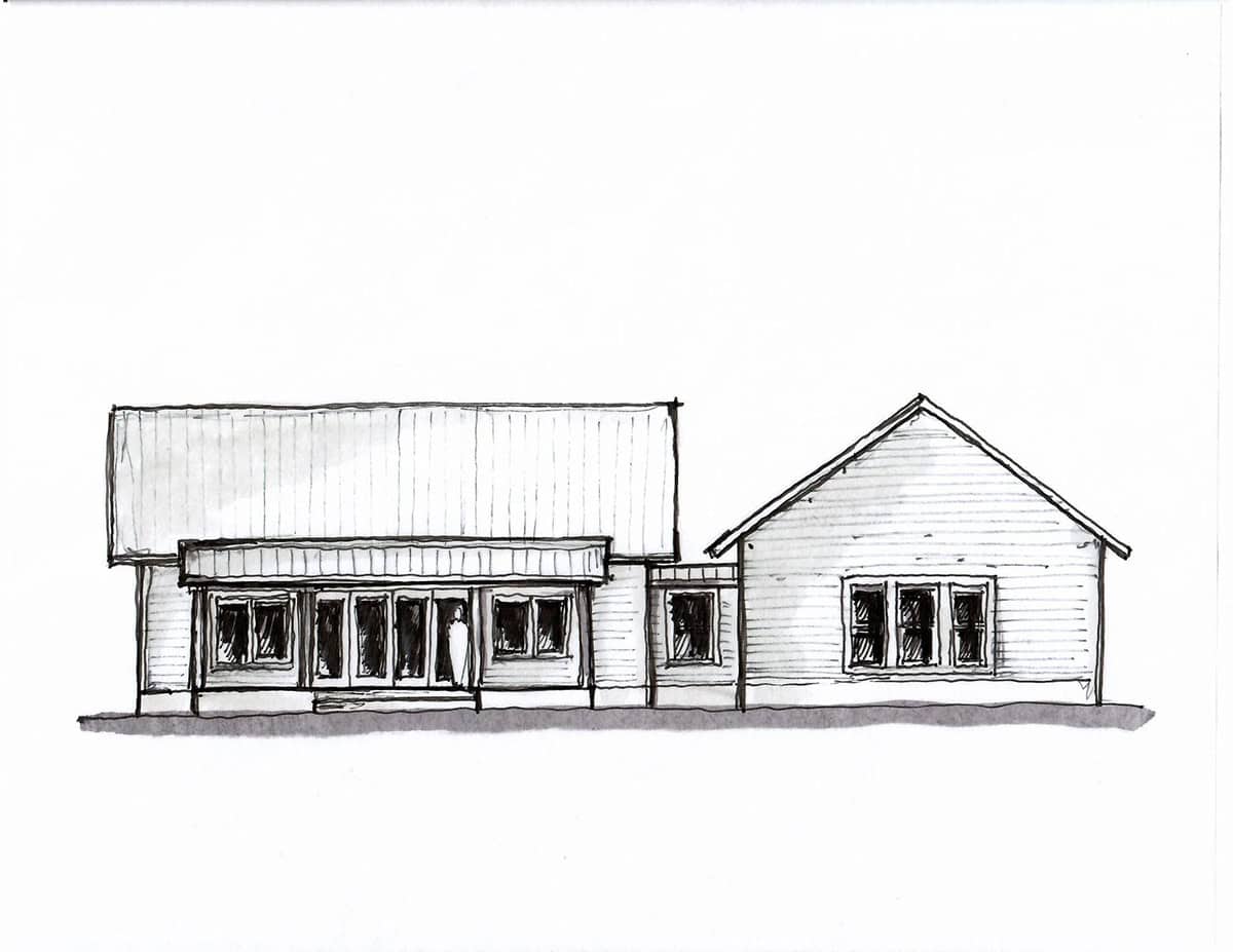 Architectural elevation drawing of the NorthShore Residence by Jen Jones Architecture, Bellingham, Washington
