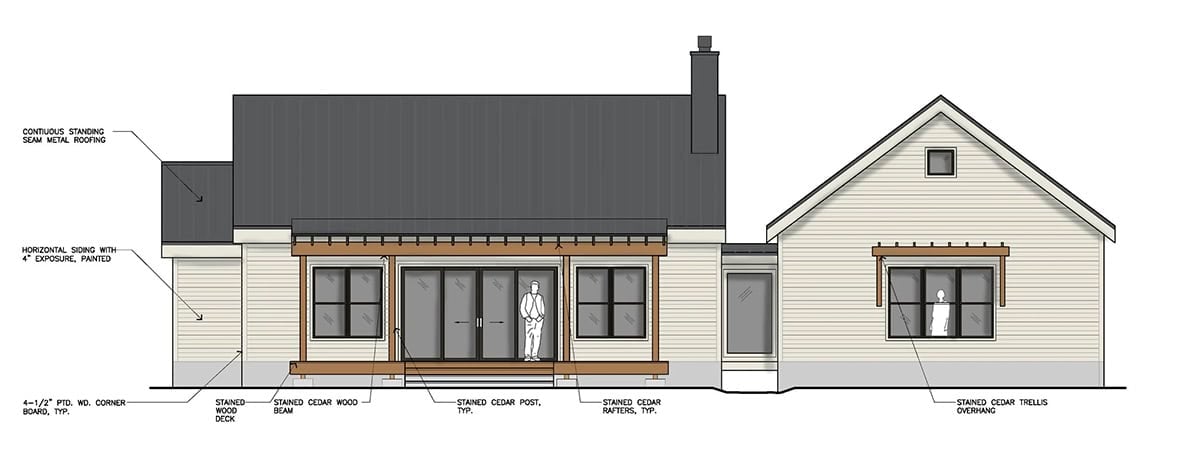 Front elevation construction drawing