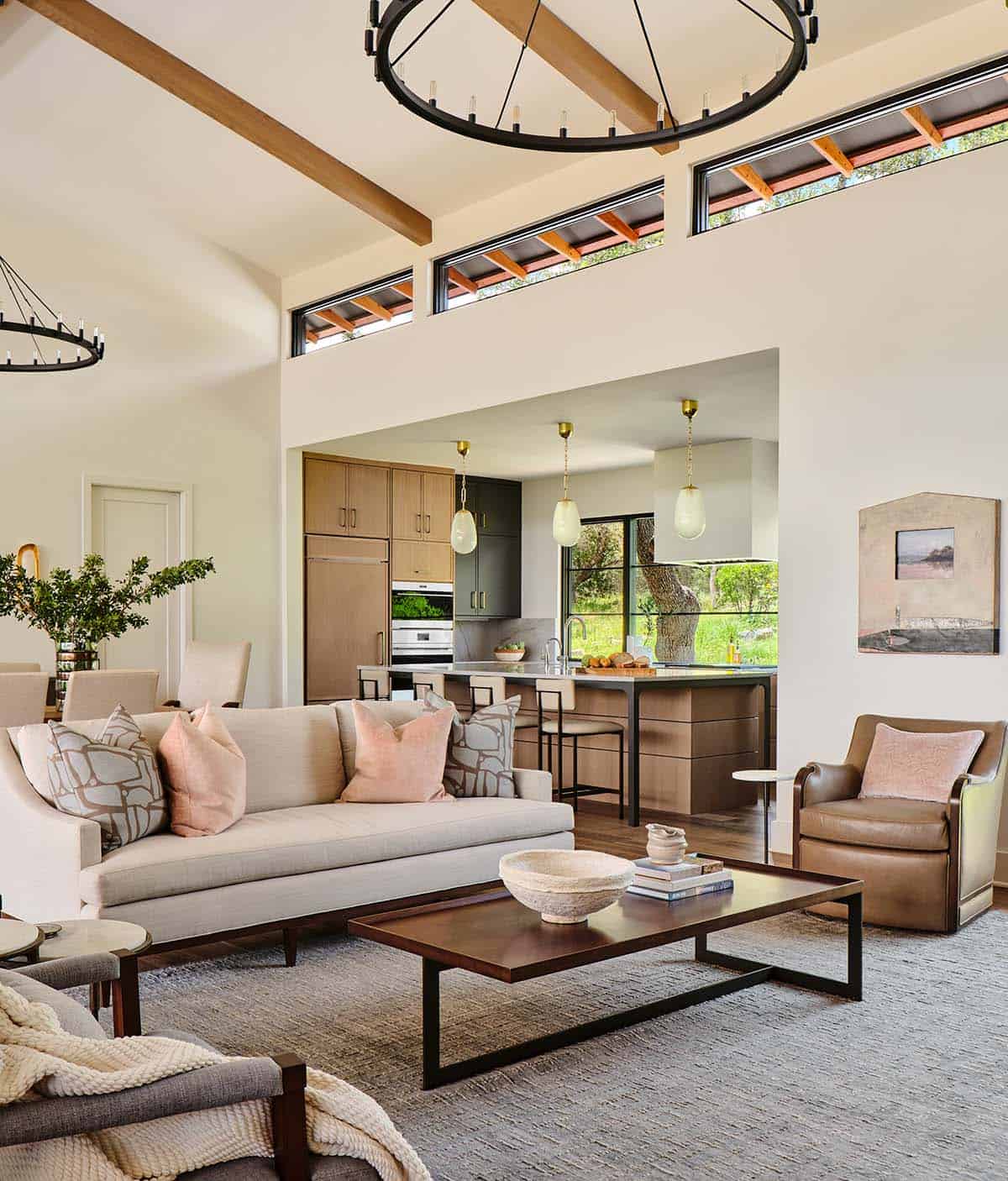 Contemporary Living Room with clerestory windows