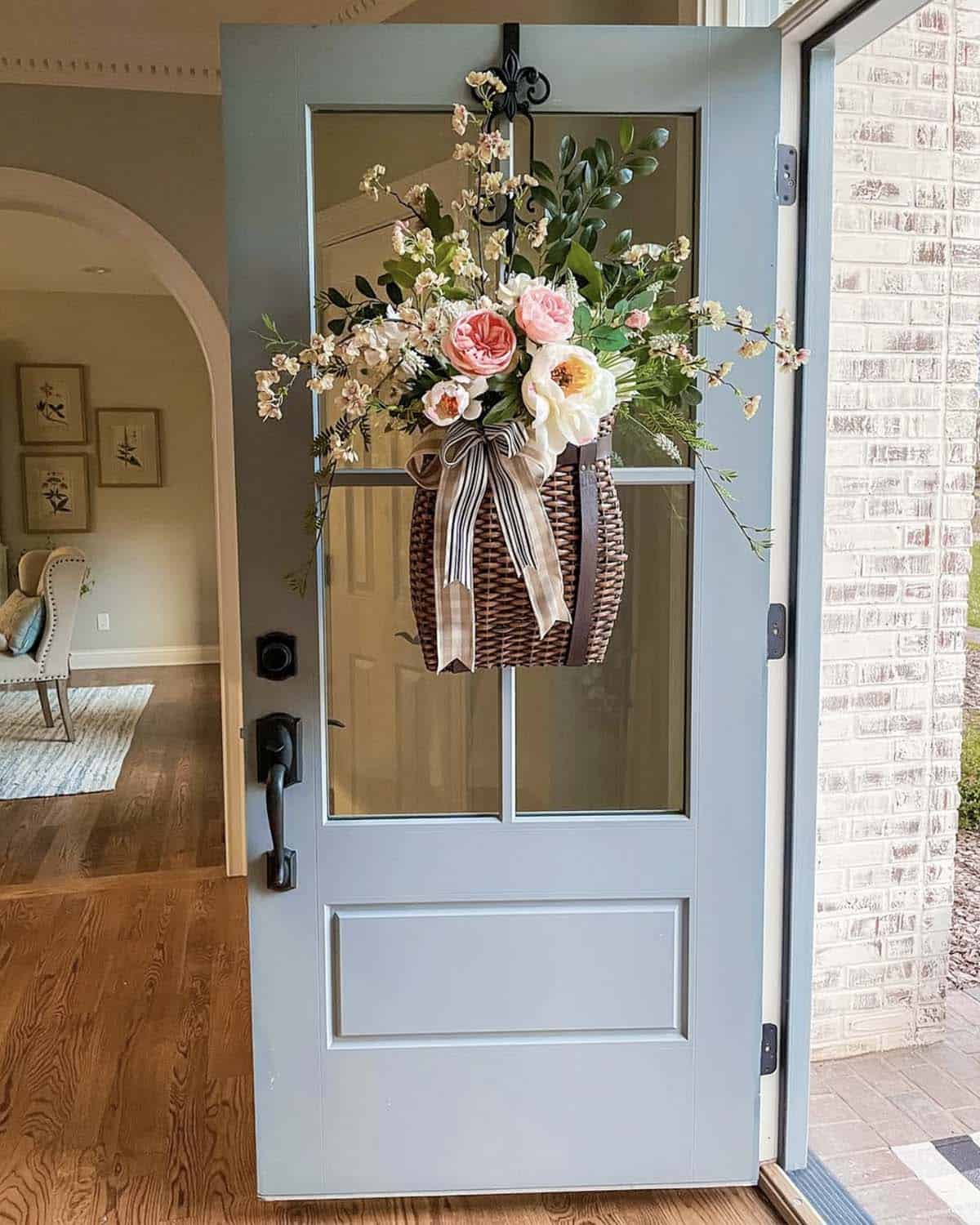 front door basket deccoration for spring