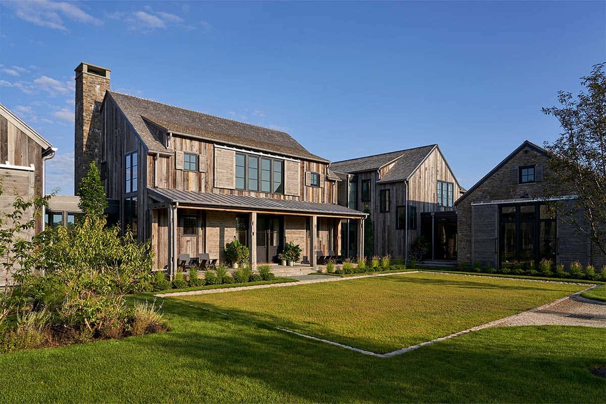 rustic modern barn house exterior with landscaping