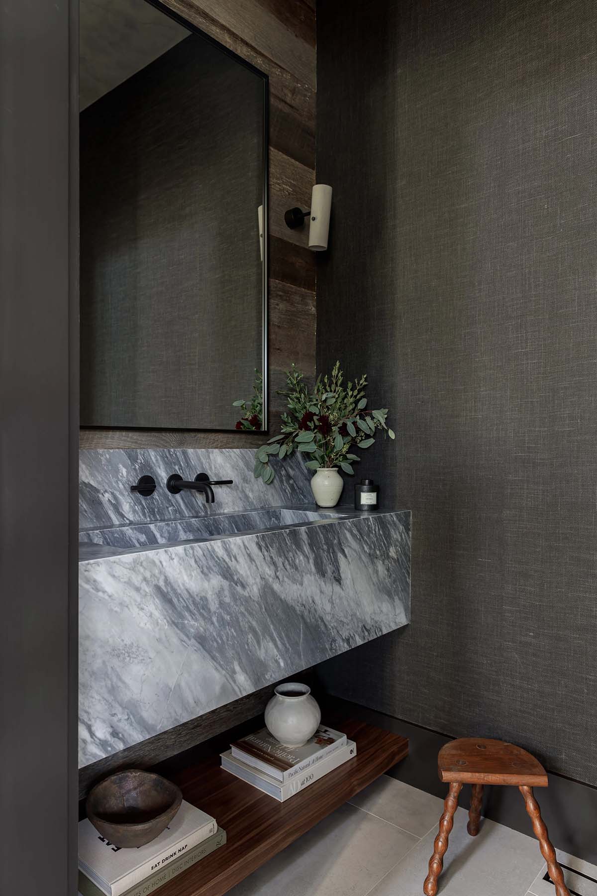 rustic modern powder room