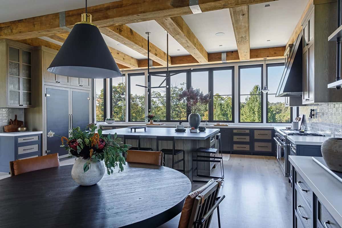 rustic modern kitchen with a breakfast nook