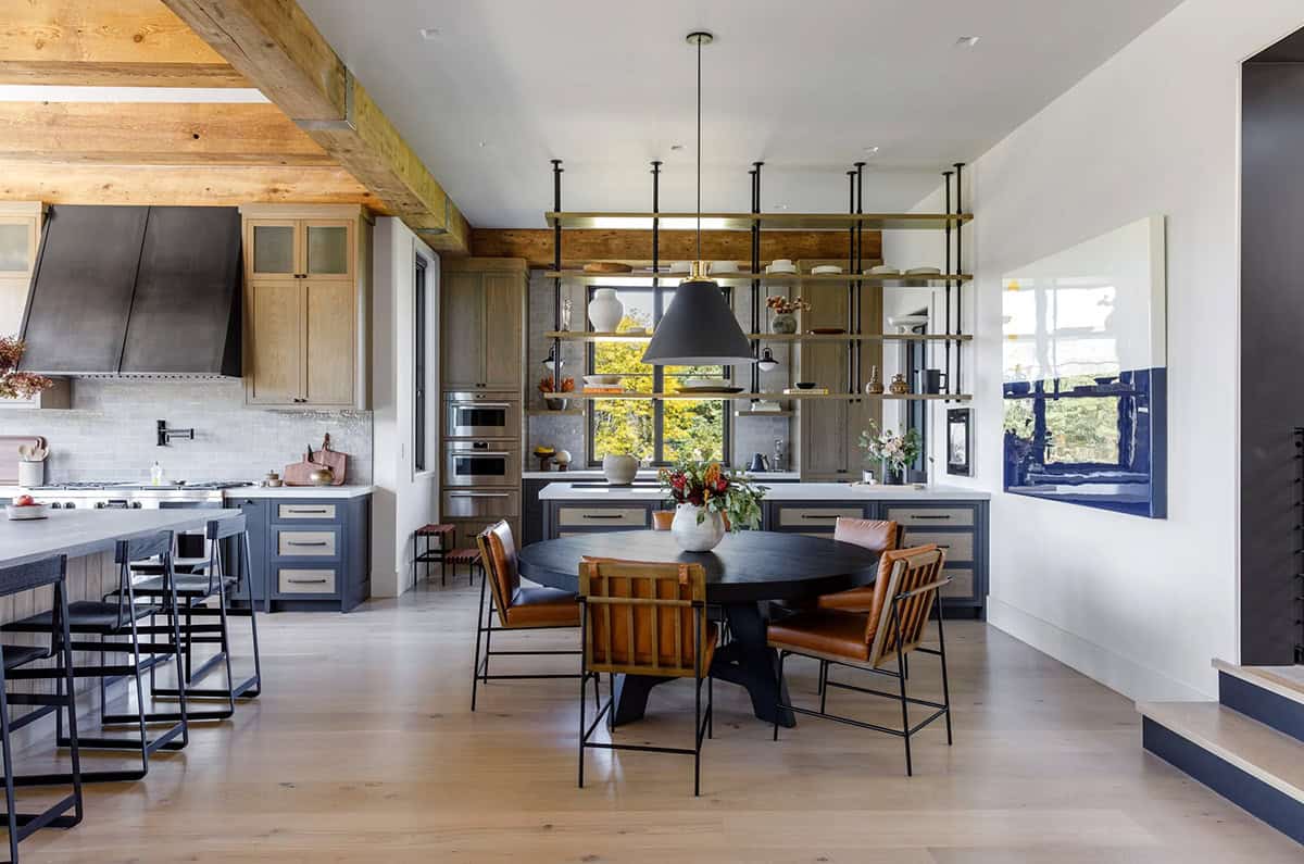 rustic modern kitchen with a breakfast nook