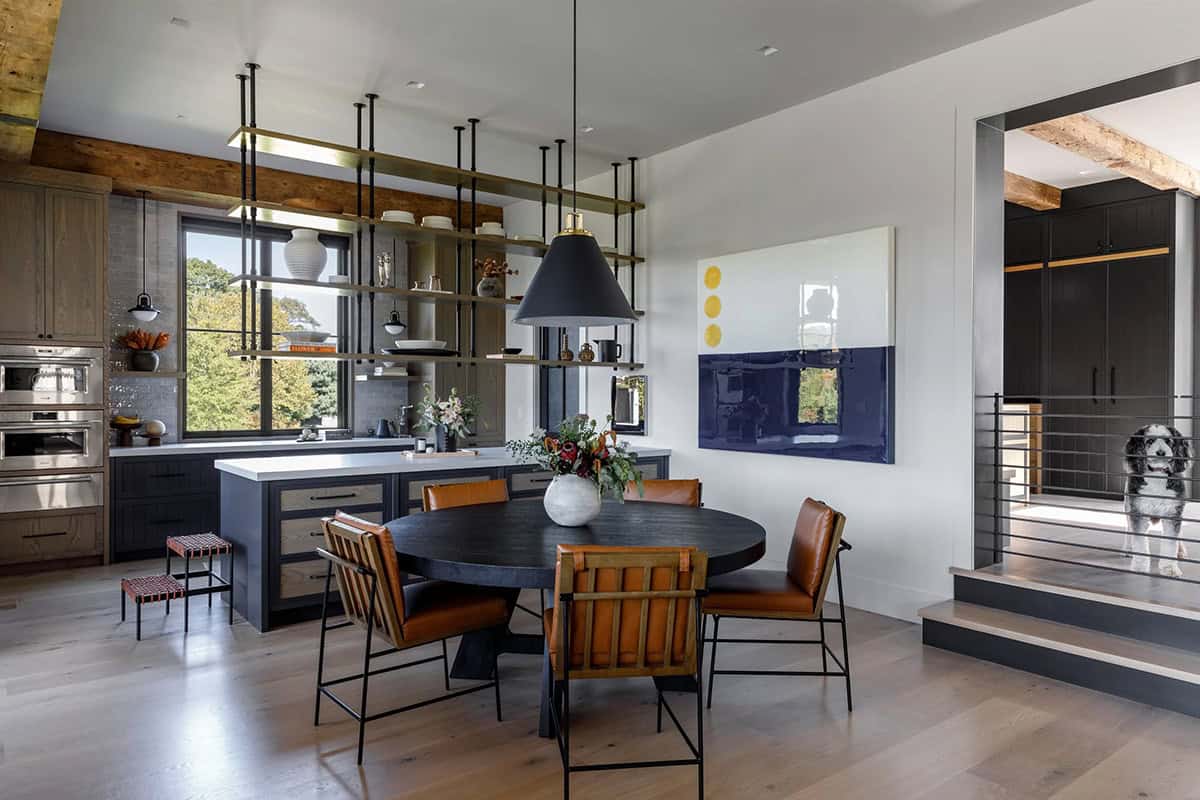 rustic modern kitchen with a breakfast nook