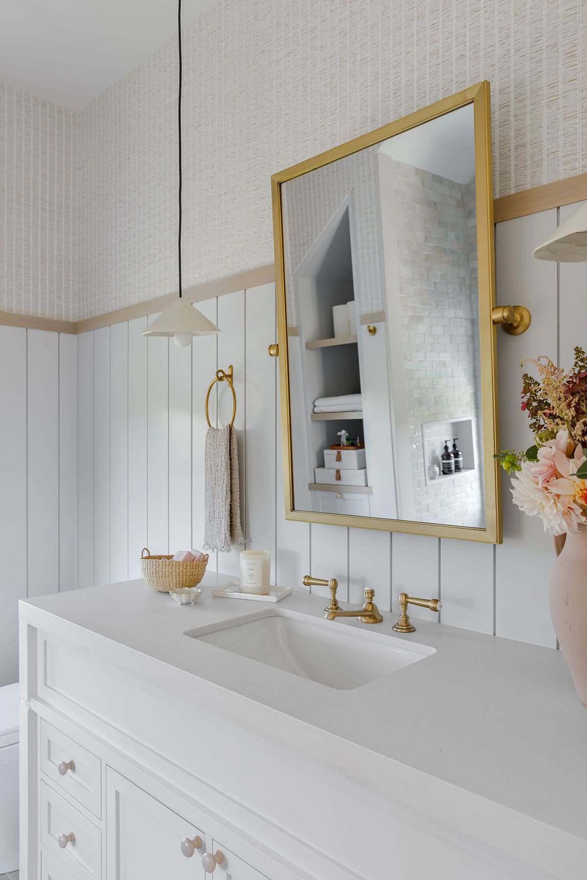 rustic modern girls bathroom