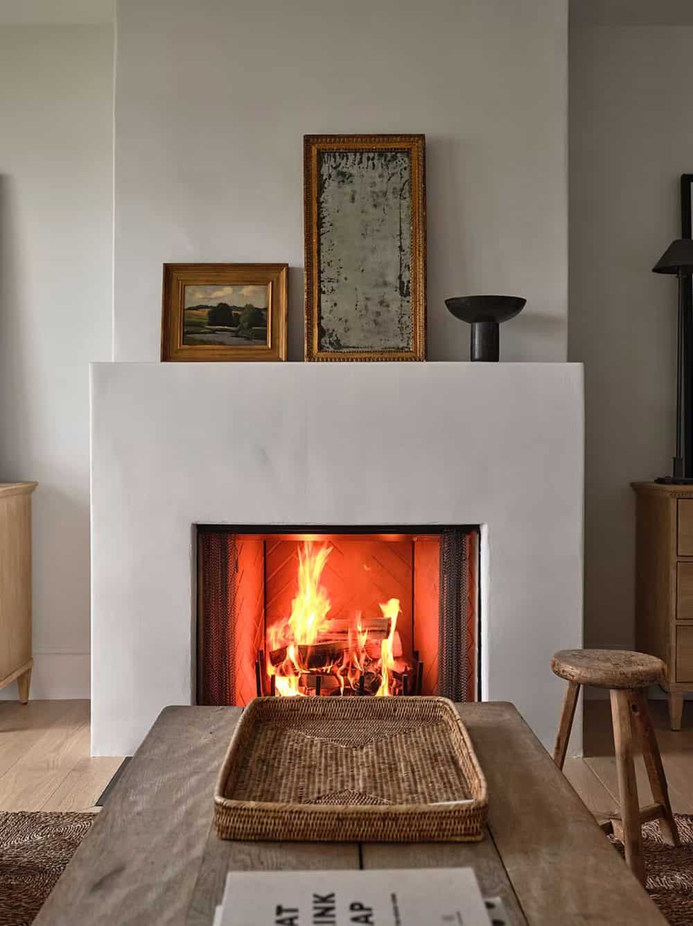 Traditional Living Room with a fireplace