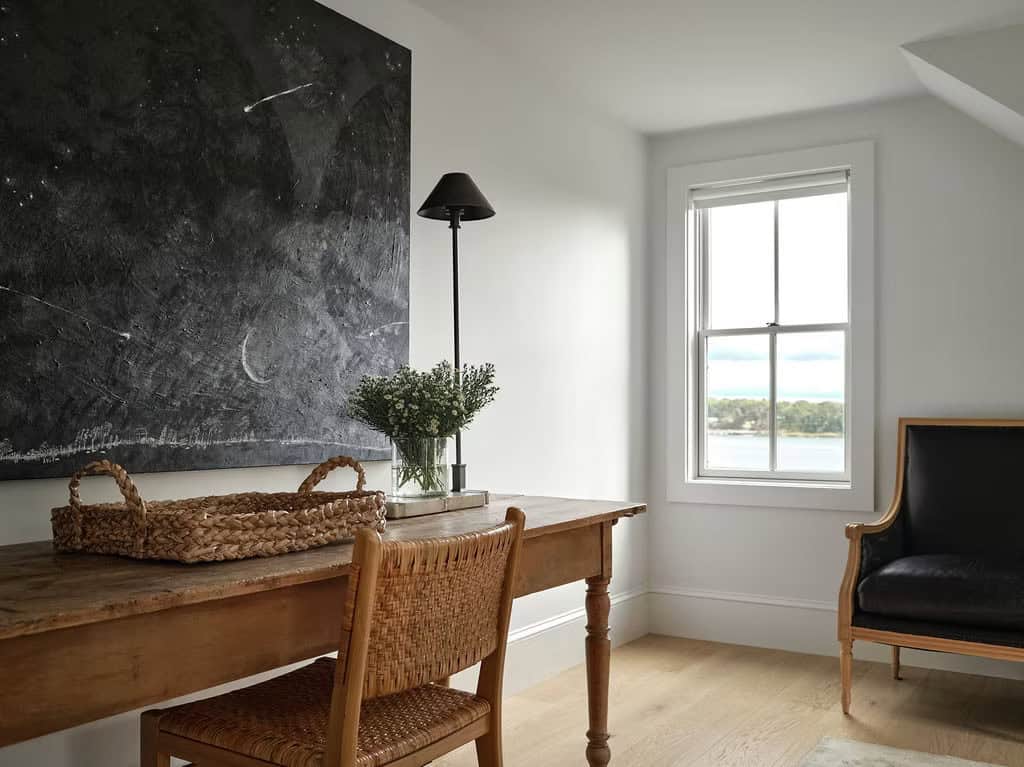 Traditional Guest Bedroom with a desk and chair