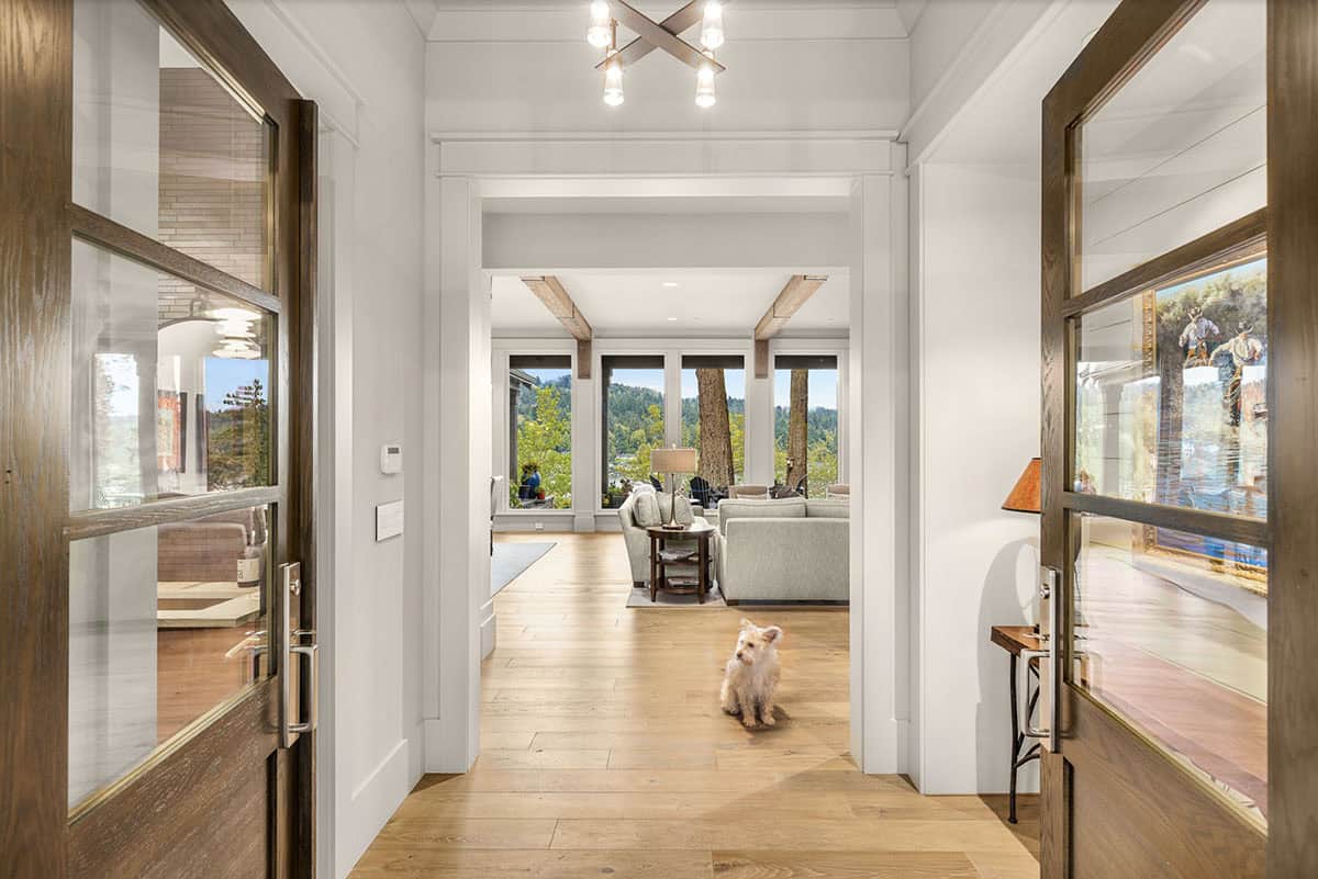 Transitional Lake House Entry