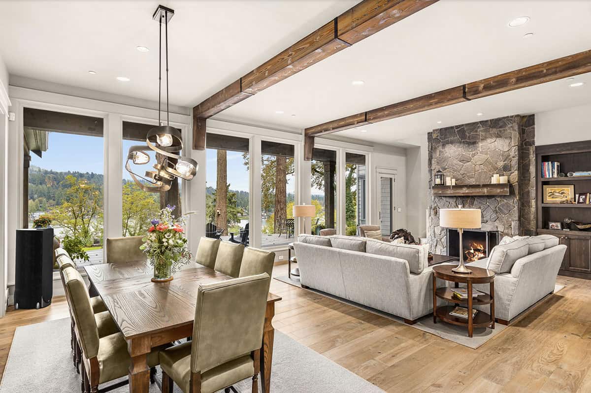 Transitional Dining Room and Living Room