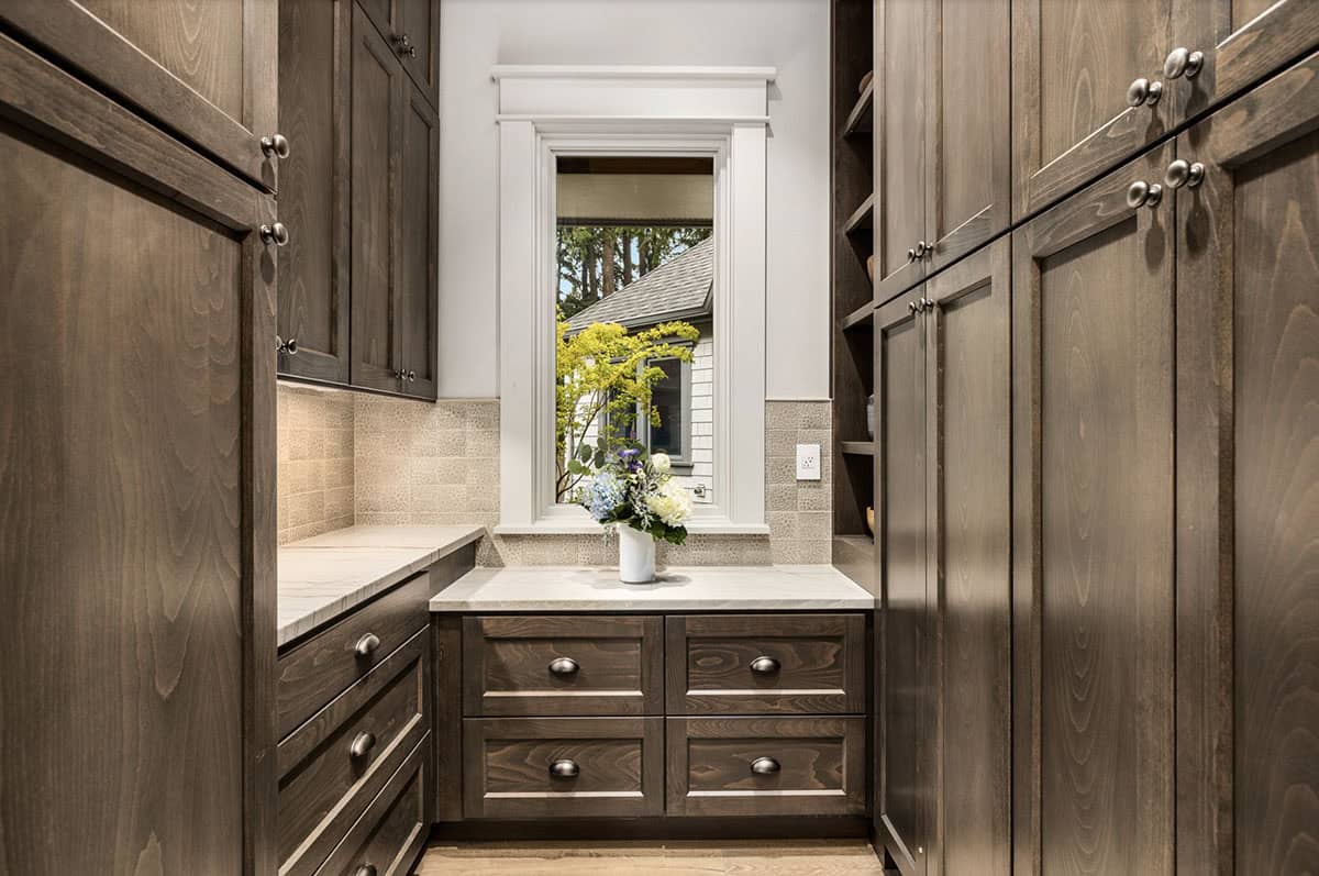 transitional style kitchen pantry