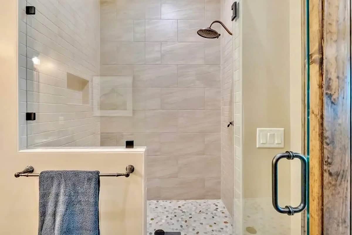 bathroom shower with tile