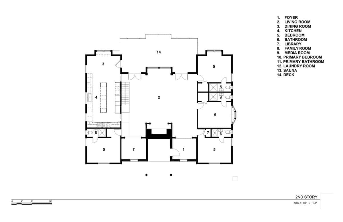 Mountain lodge home second story floor plan