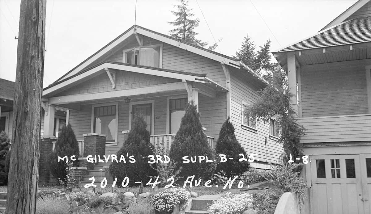 Historic black and white photograph of the original bungalow