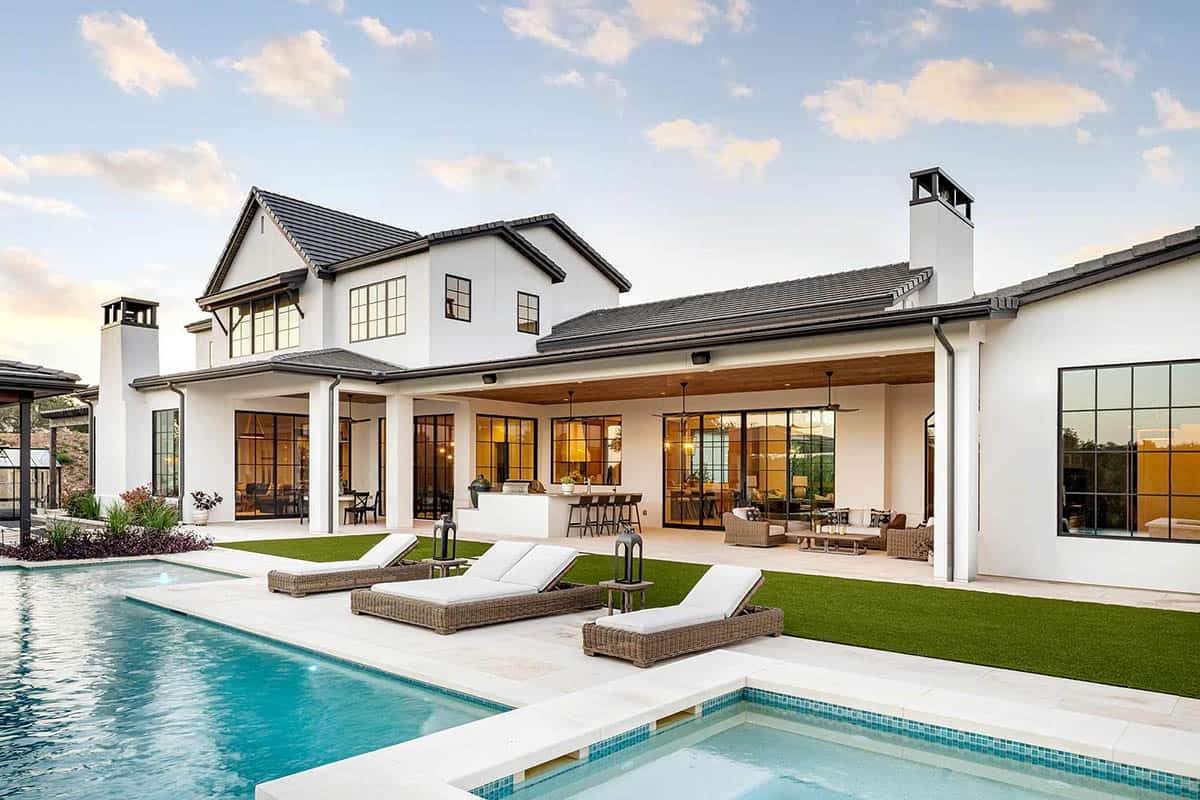 Infinity pool with covered patio