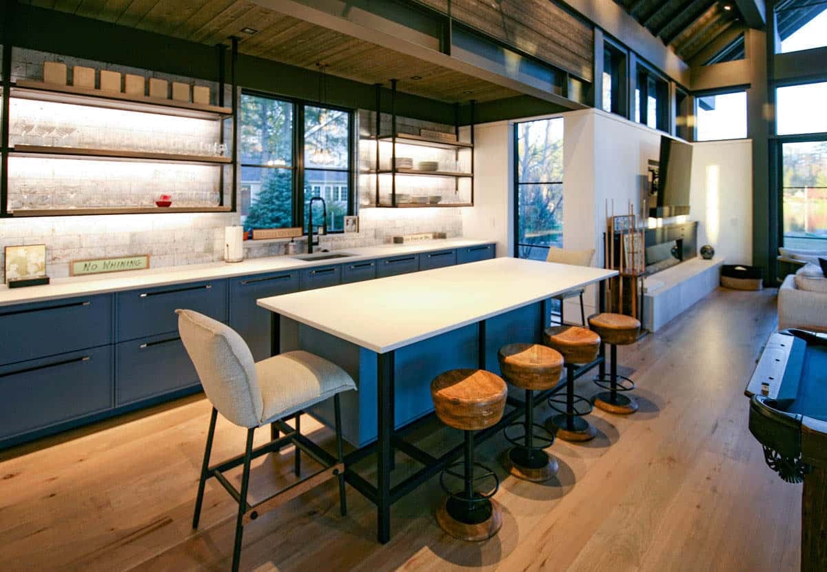 Game room with home bar
