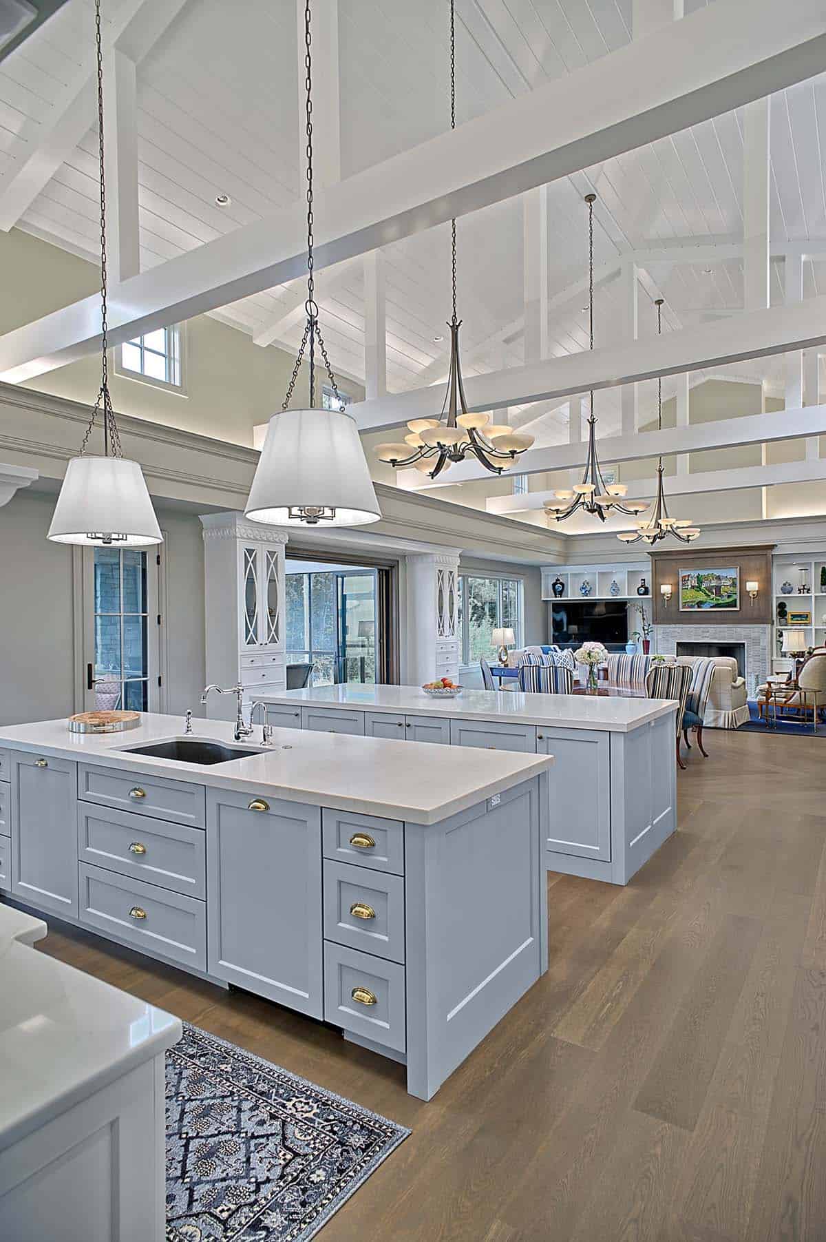 Kitchen island view looking toward the dining and living spaces
