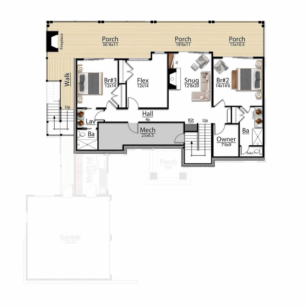 modern mountain home lower level floor plan