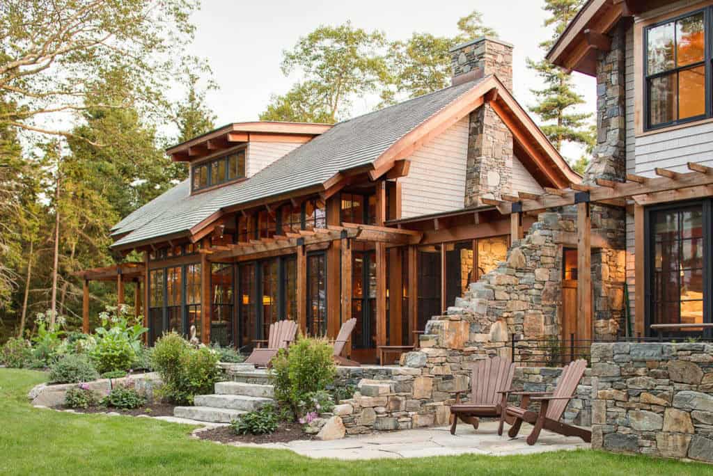 featured posts image for A beautiful New England stone and timber home nestles on the rocky Maine coast