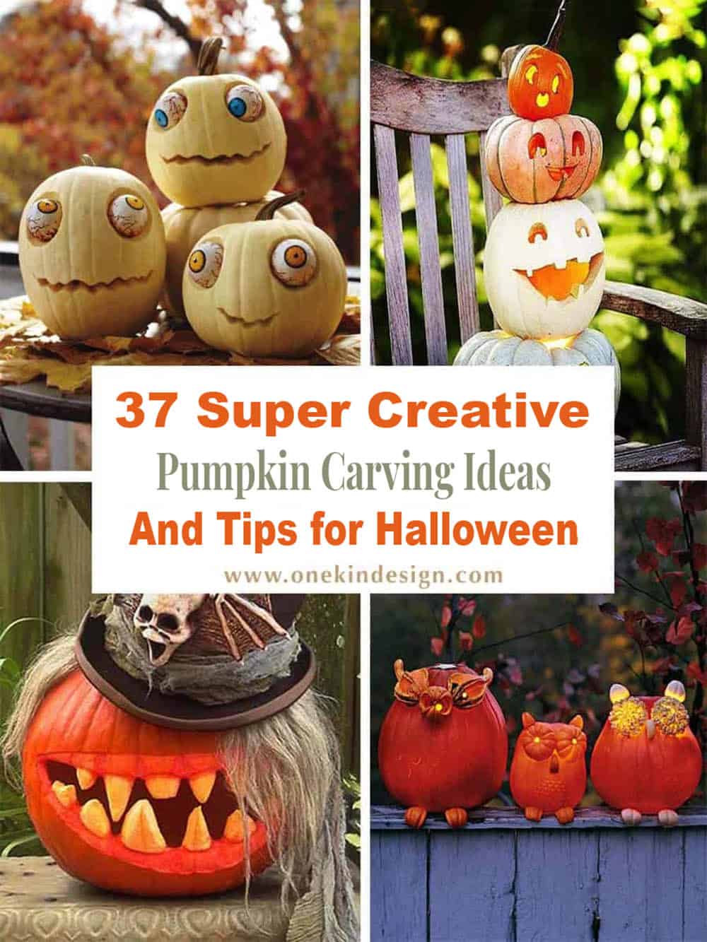 Creatively carved Halloween jack-o'-lanterns