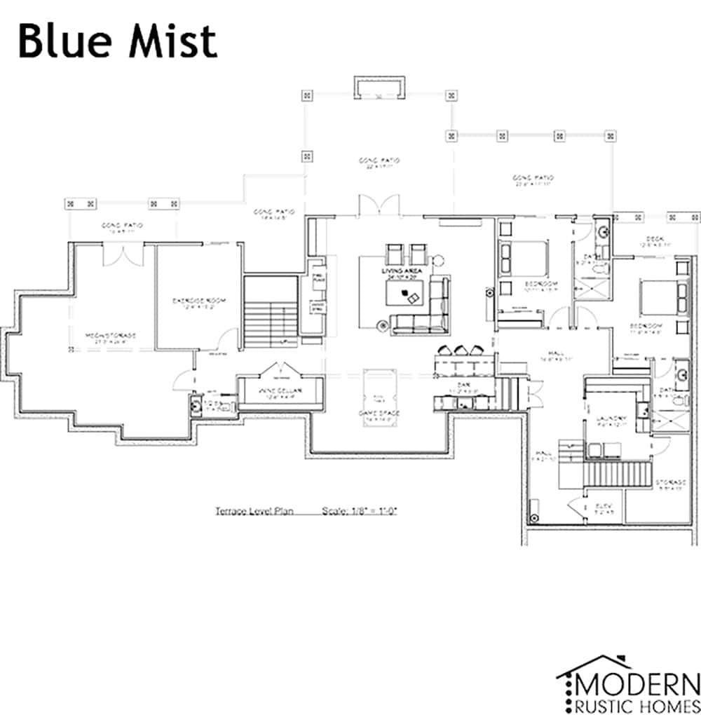 Blue Mist Lodge terrace level floor plan