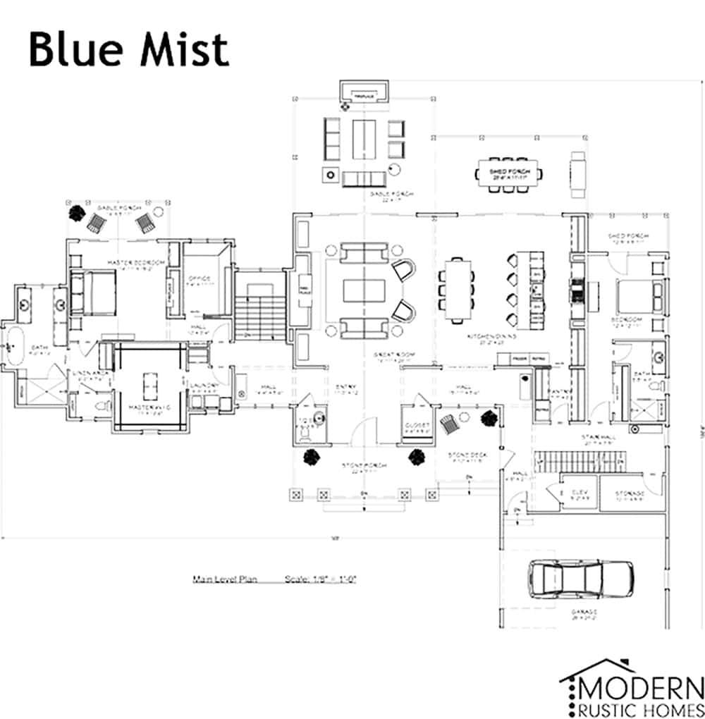 Blue Mist Lodge main level floor plan