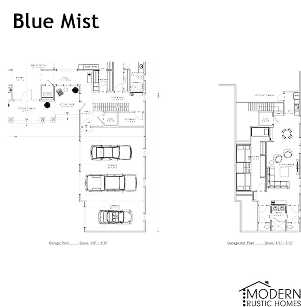 Blue Mist Lodge garage and garage apartment floor plans
